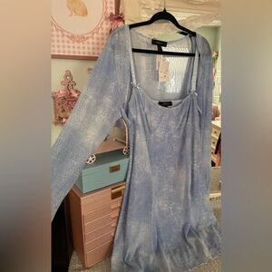 Forever 21 Light Blue Patterned Dress with shrug